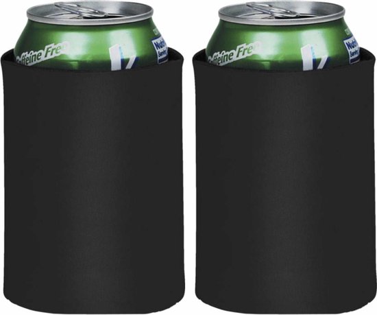 2x Stuks blikjes koeler / koelhoud hoesjes / bierblik hoesjes - zwart - Frisdrank/bier blikjes koel houden van Merkloos