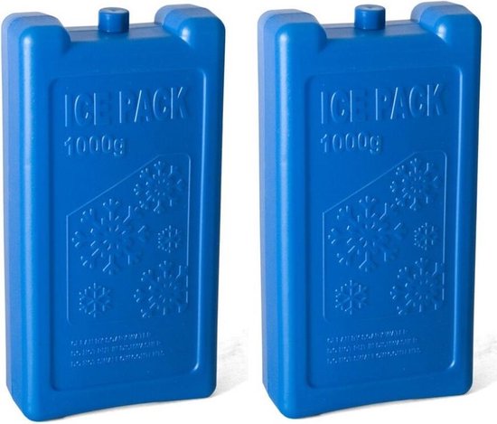 2x stuks koelelementen 1 liter 12 x 22 cm blauw - Koelblokken/koelelementen voor koeltas/koelbox van Intex