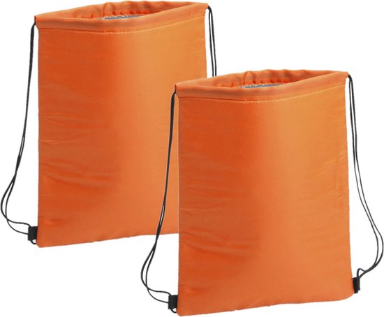 2x stuks oranje koeltas rugzak 32 x 42 cm - Kleine koeltassen met koord van Benson