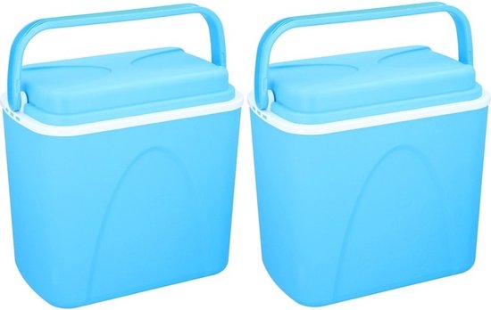 2x Voordelige blauwe koelbox - 24 liter - 38 x 26 x 39 cm - koelboxen van Ohana