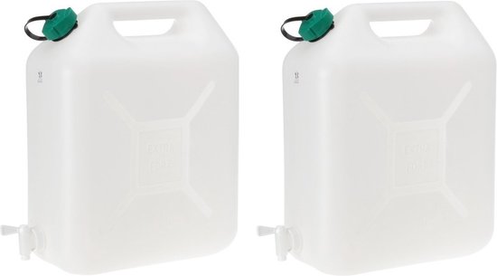 2x Watertank/jerrycan 20 liter - voor de camping/picknick - waterjerrycans van Waternacht