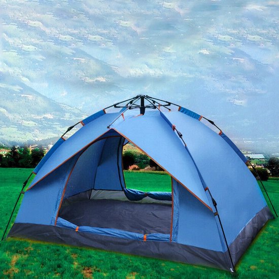 3-4 Persoons Dubbele Deur Automatische Tent - Kampeertent - Automatische Snelopening Tent - 200*200*130CM - UV- en Vochtbestendig - Geschikt voor Kamperen en Wandelen van Merkloos
