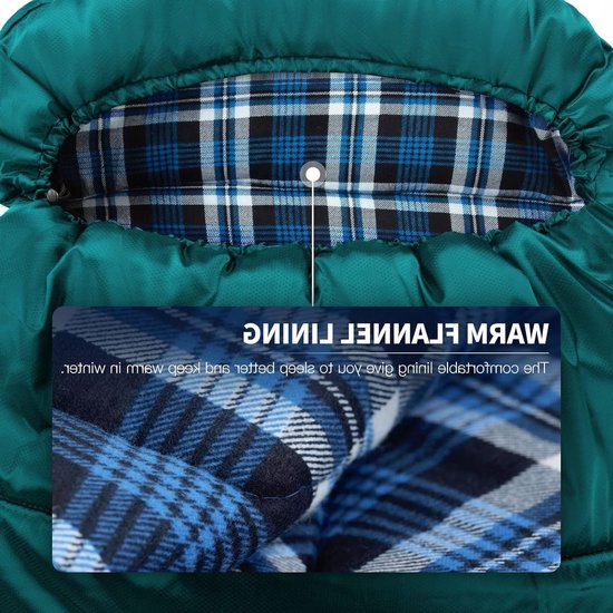 3-4 Seizoenen Slaapzak -5°C Flanel en 20°C Polyester, Waterdichte Slaapzak voor Volwassenen, Ideaal voor Kamperen, Binnen en Buiten in Koude Weersomstandigheden