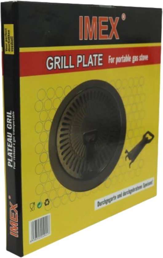 3-delig grillopzetstuk voor draagbaar gasfornuis - Ø 32 cm BBQ grillplaat voor camping en buitengebruik van Merkloos
