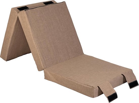 3-Delige Opvouwbare Matras voor Binnen en Buiten - Comfortabel Gastenbed of Camping Matras 180x60x10cm (Zand) van Merkloos