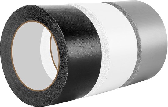 3-delige rol pantsertape, 48 mm x 20 m weefseltape, pantserband, waterdicht plakband, extra sterk plakband, weefselband, met de hand scheurbaar, voor binnen en buiten, repareren, bevestigingsbundels
