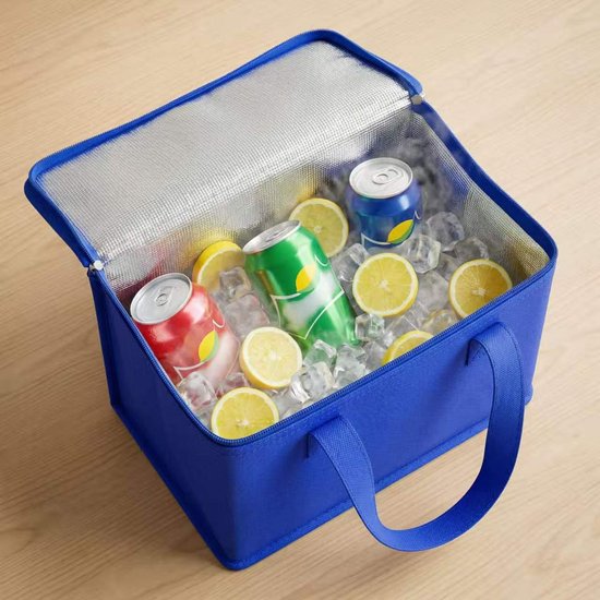3-delige set van geïsoleerde tassen van non-woven materiaal, opvouwbare geïsoleerde tas, geïsoleerde lunchtas geschikt voor gebruik in de auto, barbecues, kamperen, picknicks in de buitenlucht en boodschappen,Blauw - 21*14*17 cm