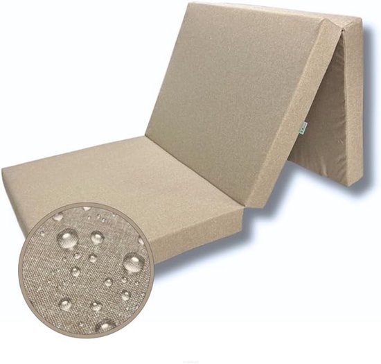 3-delige vouwmatras met waterdichte outdoor-overtrek, 195x80x9 cm