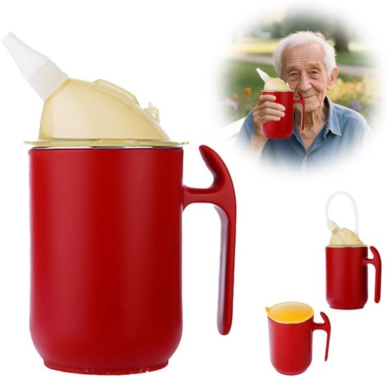 3-in-1 snavelbeker voor volwassenen - 400 ml beker met snavel voor senioren - dysfagiebeker met reinigingsborstel - tazzas met handgrepen - gezondheidszorg - moederschap