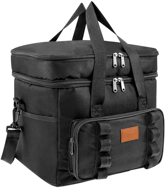 3 Laags Geïsoleerde Koeltas - Lunchtas - Kolftas 23 liter - Zwart van Merkloos