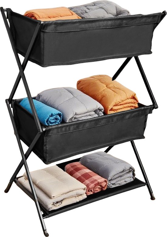 3-laags opvouwbaar campingopbergrek - draagbare buitenorganizer - Plank voor picknicks - Barbecue opbergrek - Multifunctionele plank