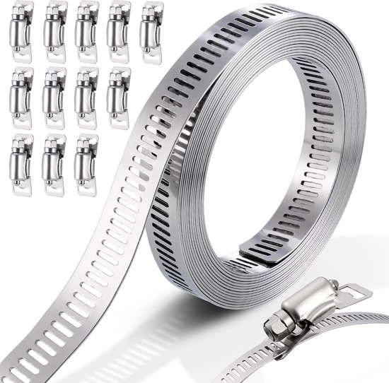 3 M metalen klem, 12 stuks verstelbare slangklemmen, 304 roestvrijstalen klem voor tank/auto/gas/vaatwasser/tuin| Cyslmuk®