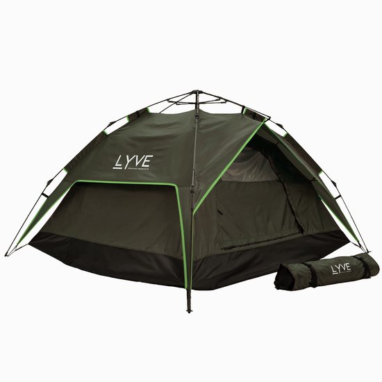 3 persoons tent | Pop Up Tent | Lyve tent | Automatische tent snel opzetten voor kamperen, festivals, vakantie - tent in 30 seconden opgezet van Lyve
