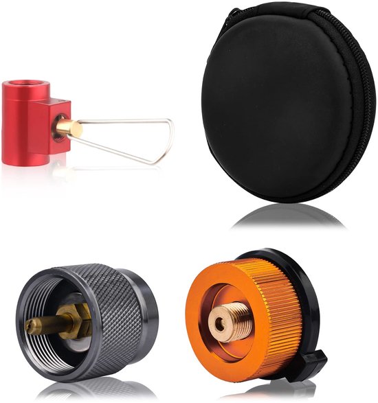 3-Piece Camping Gas Tank Adapter, Propane/Isobutane/Butane/-Navuladapter Set, Butane Fuel Canister Adjuster, Camping Backpack Stove, Navuladapter Valve for 1 Lb Propane Gas Tank