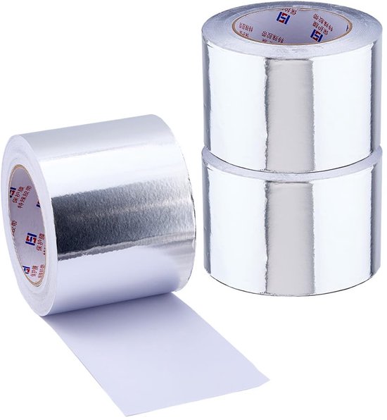 3 rollen aluminiumfolietape bulk 10,9 cm x 40 m metalen plakband zilver hoge temperatuur band isolatietape metalen reparatieband voor luchtkanaalafdichting patches luchtkanalen