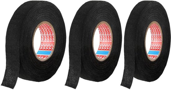 3 stuks autoweefseltape, plakband, kabelboom voor auto, 3 maten, weefselband, pantsertape, kabelbundel, elektricien, stoftape, ideaal voor het veilig isoleren en bundelen van draden.