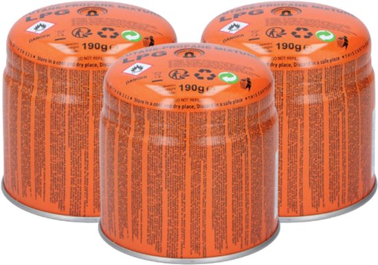 3 Stuks Butaan & Propaan Gas – 190 g Per Gasbus – Universeel Campinggas voor Kooktoestellen, Branders en Verwarmers van H-Flame