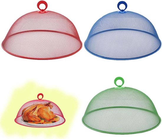3 stuks voedselafdekkingen voor paraplu's, voedselafdekking, opvouwbare voedselafdekking, voedseldeksel, geschikt voor fruit en levensmiddelen, voorkomt vliegen en insecten