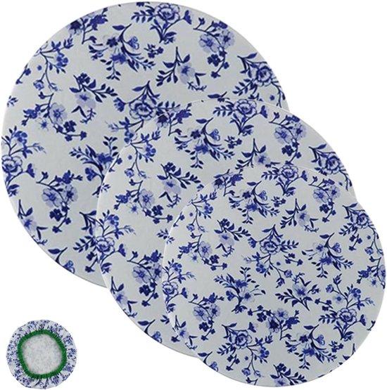 3 Stuks-Voedselkap- Voedselafdekking- Vliegenkap -Afdekhoezen voor Voedsel -Afdekhoezen voor Gistmand -herbruikbare komdeksels - Elastische Rand-stoffen komdeksel-Deegrijzing Opslag-Geschikt voor borden, kommen en bakjes-Bescherm je eten