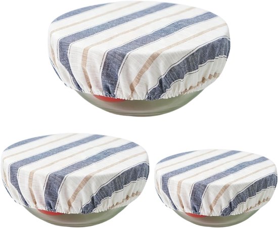 3 Stuks-Voedselkap-Voedselafdekking- Vliegenkap - stoffen deksels - stoffen deksels voor zuurdesem pottenkomdeksel -herbruikbare komhoezen-uitgerekte deksel -stoffen komdeksel -Geschikt voor borden, kommen en bakjes-Bescherm je eten