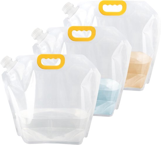 3 stuks - Wateropslagzak - Wateropbergtas - Waterzak - water tas - opvouwbare nood waterzak - 10L lekvrije - vriesbestendige kampeer waterzak - doorzichtige plastic waterkan - voor buitensporten , wandelen , bergbeklimmen - transparant - 40*37 cm van Merkloos
