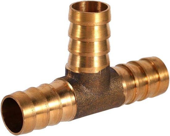 3-weg T-pijp pakking messing brandstofslang connector voor perslucht - gasslang (12mm) . van Merkloos