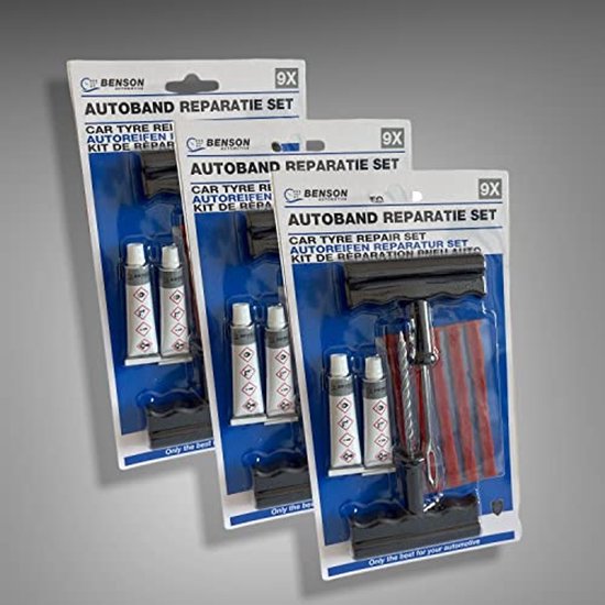 3 x autobanden noodgevallen reparatie set - 8-delige set voor autobanden, motoren en rolbanden van Easytime