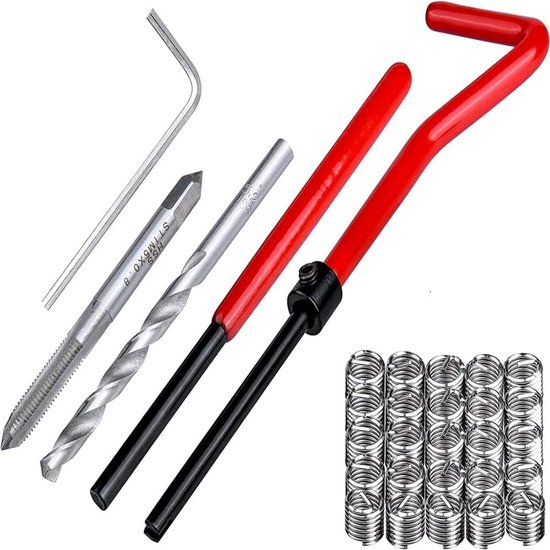 30-delige schroefdraad reparatieset M5X0.8mm schroefdraad insert metrische gereedschapsset voor afgeschroefde schroefdraad reparatie boor tap handgereedschap kit helicoil inzetgereedschap