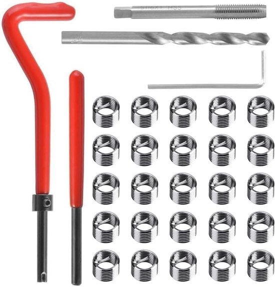 30 stuks M6 Schroefdraad Reparatieset, Schroefdraad Reparatie Tool Insert Netto Helicoil Kit