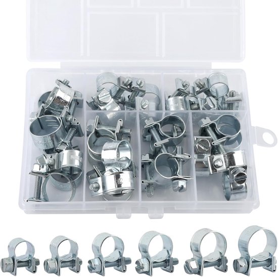 30 Stuks Mini Slangklemmen, Verstelbare Klemmen voor Brandstofinjectie, Slangenverbinding en Uitlaatpijp (7-15mm) - Sterke Klemmen voor Brandstofleidingen en Tuinirrigatie