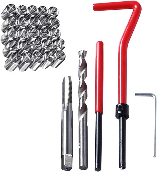 30 stuks schroefdraad reparatieset M6 x 1,0 mm schroefdraad invoegen metrische beschadigde schroefdraad reparatie boor-tap handgereedschapset helicoil invoegen gereedschap schroefdraad