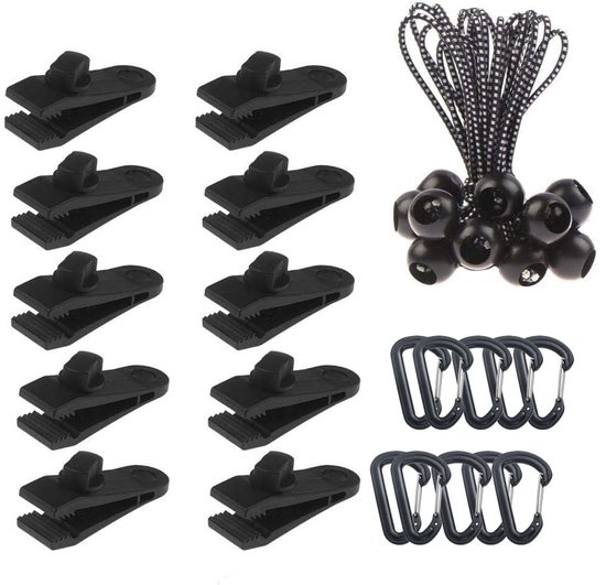30 stuks zeil clip set - Zeilklemmen - klemmen - doekklem - voor Tarpaulins, Kamperen, Caravans, Picknicks - Zeilclips - Zeilringen - Tentklemmen - Doekklem Quick clip - kogelzeilbevestigingsclips - karabijnhaken voor luifels