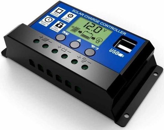 30A DC 12V - 24V PWM Solar laadregelaar met LCD en 5V USB van Allpowers®