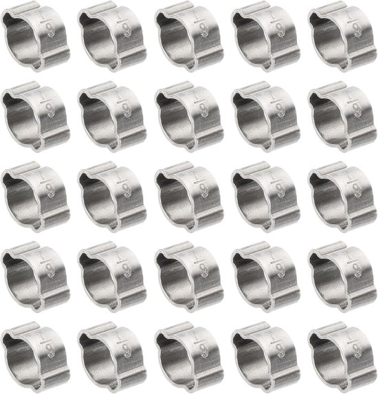 30pcs 7-9mm Double Ear Hose Clamp - 304 Stainless Steel O-Clip Crimp Rings - voor Brandstof en Benzine Pijp Tube Fittingen - Zilverkleurig