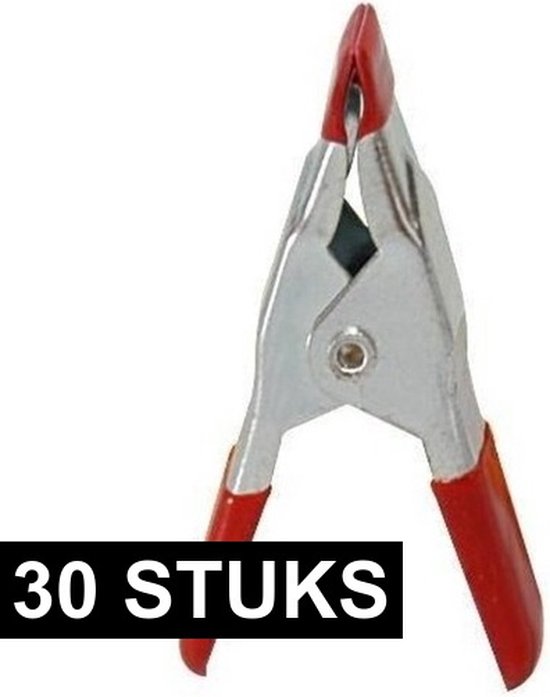 30x Mini zeilklem/zeilclip 5 cm kunststof/staal - Dekzeil klemmen - Hobbyklemmen - Camping/outdoor klemmen - Tafelkleedklemmen van Nampook
