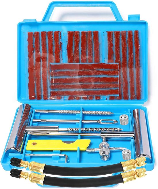 32-delige bandenreparatieset voor auto, motorfiets, tractor en camper | Pechgereedschap inclusief ventielverlengingen en gereedschap van Merkloos