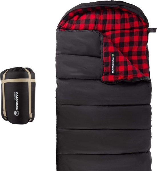 32F Rated XL Envelop Slaapzak - 3 Seizoenen - Met Capuchon - Voor Buiten Kamperen - Backpacken - Wandelen - Draagtas - Wakeman Outdoors Sleeping Bag van Wakeman Outdoors