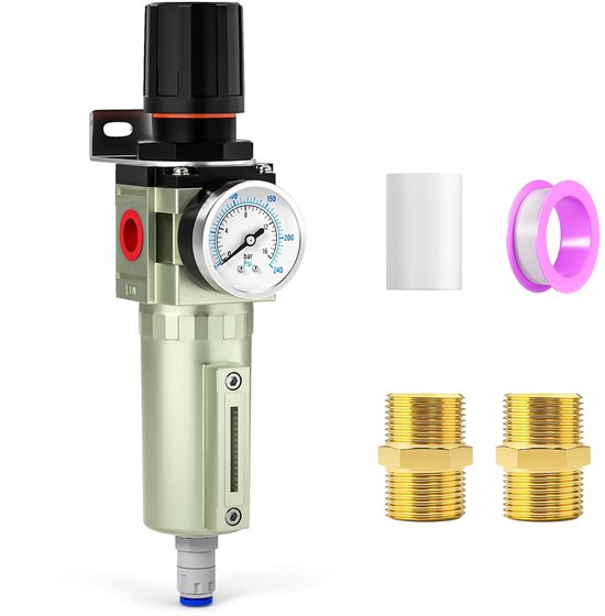 3/4" BSP Zwaar uitgevoerde industriële luchtcompressor vochtfilter, Automatische afvoer, Deeltjesfilter en luchtregelaar voor plasmasnijder en verfspuit