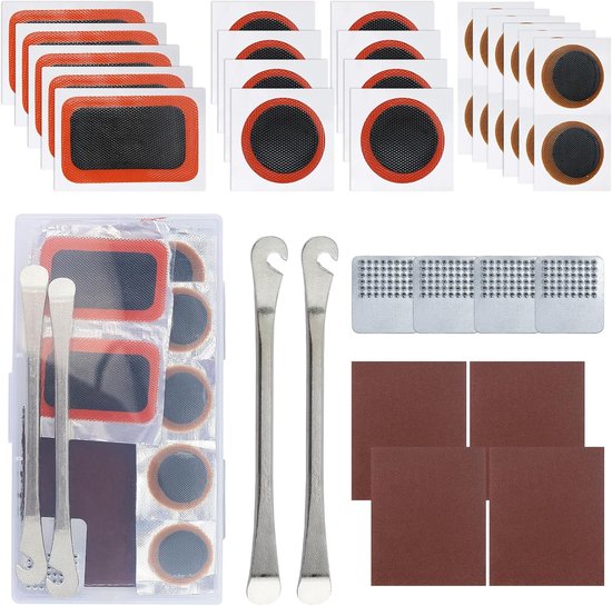 35-delige Fietsbanden Reparatieset Inclusief Lijmvrije Patches & Bandenlichters van Merkloos