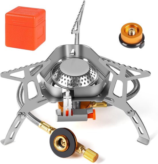 3500W Camping Stove - Vouwbare Gas - Windbescherming - Piezo-elektrische Branderset met Adapter voor Hiking - Camping - Picknick - Trekking - Buitenactiviteiten