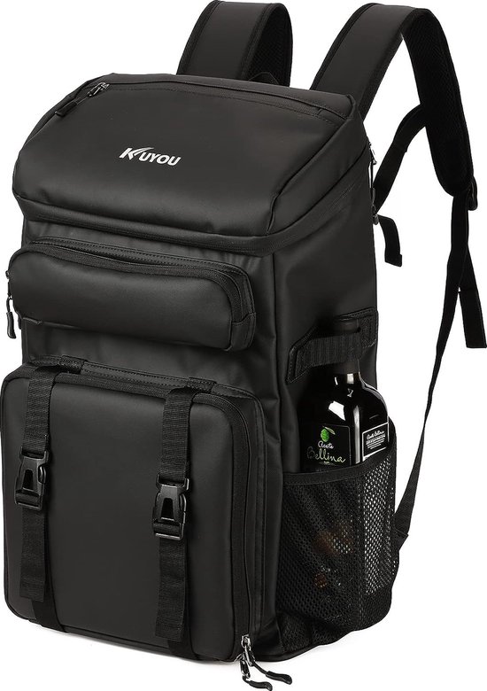 35L koeltas, picknickrugzak, lunchtas, thermische tas, geïsoleerde rugzak voor voedseltransport, rugzak zwart van Tourit