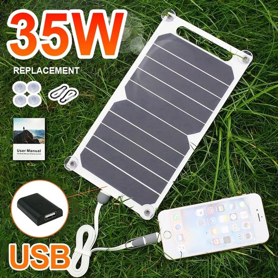 35W Draagbaar Zonnepaneel met USB | 5V SunPower Zonneoplader | Waterdicht & Duurzaam | Ideaal voor Powerbanks, Telefoons, Kamperen, Outdoor & Reizen