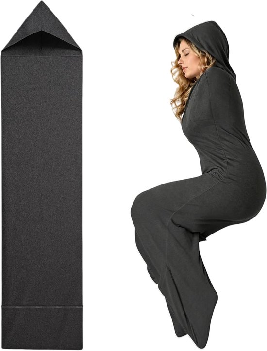 360 wrap compressie slaapzak met capuchon en voetopening, zachte ademende draagbare slaapzak, stretch slaapzak, draagbare deken, sensorische compressiedeken