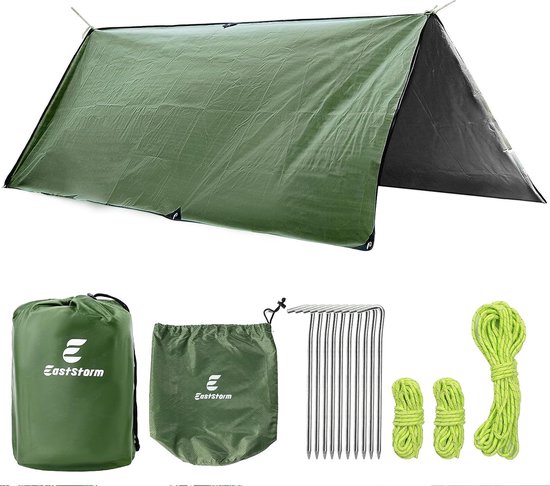 365 x 260 cm kampeertentzeil multifunctionele zeer sterk anti-UV sneeuw regenzone bescherming vonnissen nooddeken slaapzak survival bivakzak reddingsdeken dekzeil van Merkloos