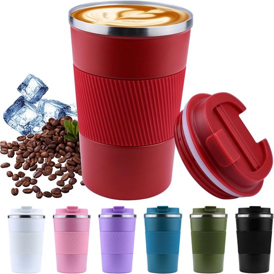 380 ML Thermo Koffiebeker Rood - Duurzaam en Handig voor Thuis en Onderweg