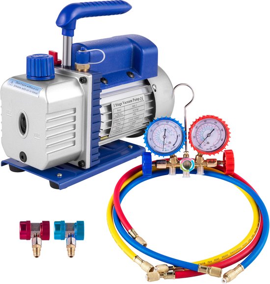 3CFM 1/4hp Koelmiddel Vacuümpomp HVAC enkeltraps ac Verdeelstukmeterset van Merkloos