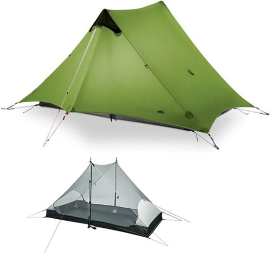 3FULGEAR Lanshan 2 Tent 2 Persoon - Ultralight Camping Tent - 3/4 Seizoen Professionele 15D Silnylon Stangloze Tent Voor Kamperen - Klimmen - Wandelen van 3FULGEAR