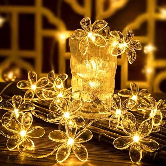 3M LED Bloemvormige Lichtsnoeren - 20 Warme Wit Lichtjes - Decoratieve Vlinderlampjes - Werkt op batterijen (batterij niet inbegrepen) - Sfeervolle Slinger voor Slaapkamer, Zomertuin, Bruiloft, Feest & Kerst - Voor Binnen & Buiten - Magische Sfeer