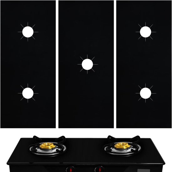 3pcs Gas Stove Liners - Heat Resistant Gas Stove Protectors - Non-Stick Reusable Stove Top Covers for Gas Burner - Geschikt voor Alle Soorten Fornuizen - Keukengerei van Merkloos
