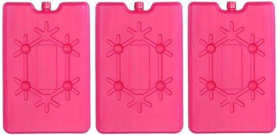 3x Koelelementen fel roze 16 cm - Koelblokken/koelelementen voor koeltas/koelbox van Merkloos